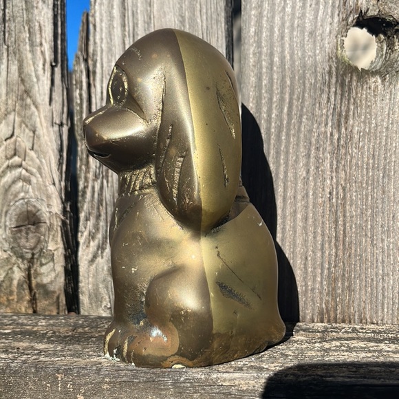 Vintage Brass Dog Figurine/ Vintage Brass Dog Home Decor - Picture 3 of 5